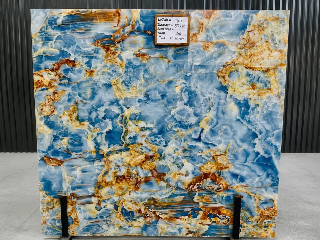 Blue Onyx New Arrival premium natural stone slab with unique blue patterns for luxury interiors