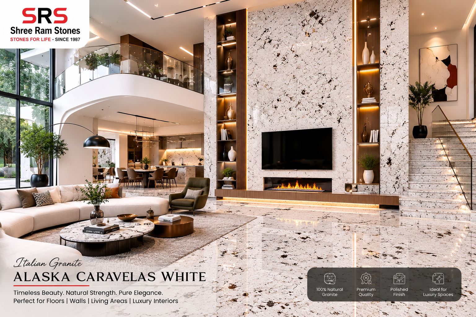 You are currently viewing Alaska Caravelas White Granite – A Premium Choice for Elegant Interiors