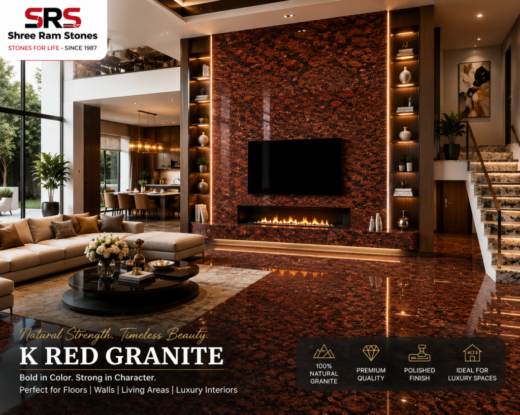K Red Granite kitchen Tv Unite