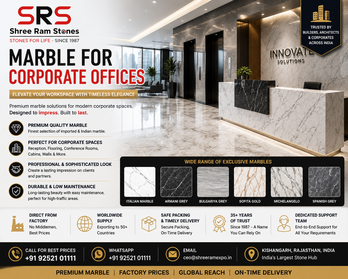 Marble for Corporate Offices – Premium Italian and Grey Marble Collection