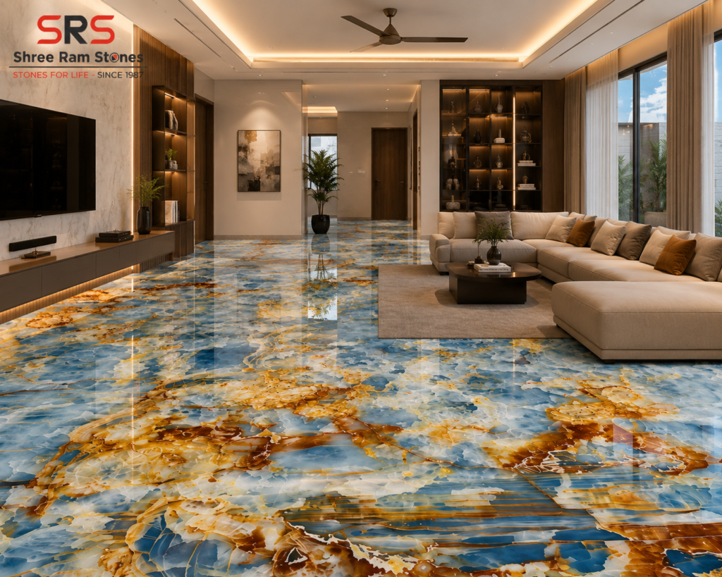 Blue Onyx New Arrival luxury flooring with natural blue patterns for premium interior design