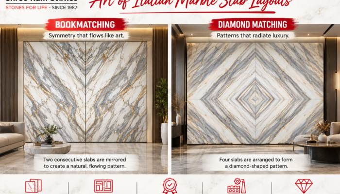 Bookmatching vs. Diamond Matching: Art of Italian Marble Slab Layouts