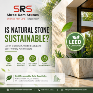 Sustainable natural stone used in modern eco-friendly architecture and green building design