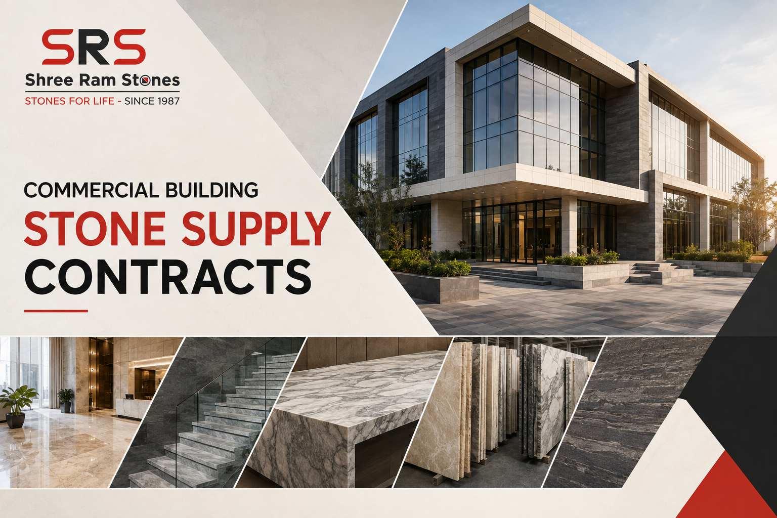 Commercial building stone supply contracts with premium marble and granite sourced directly from manufacturers.