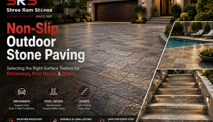 Non-Slip Outdoor Stone Paving: Selecting the Right Surface Texture for Driveways, Pool Decks & Stairs