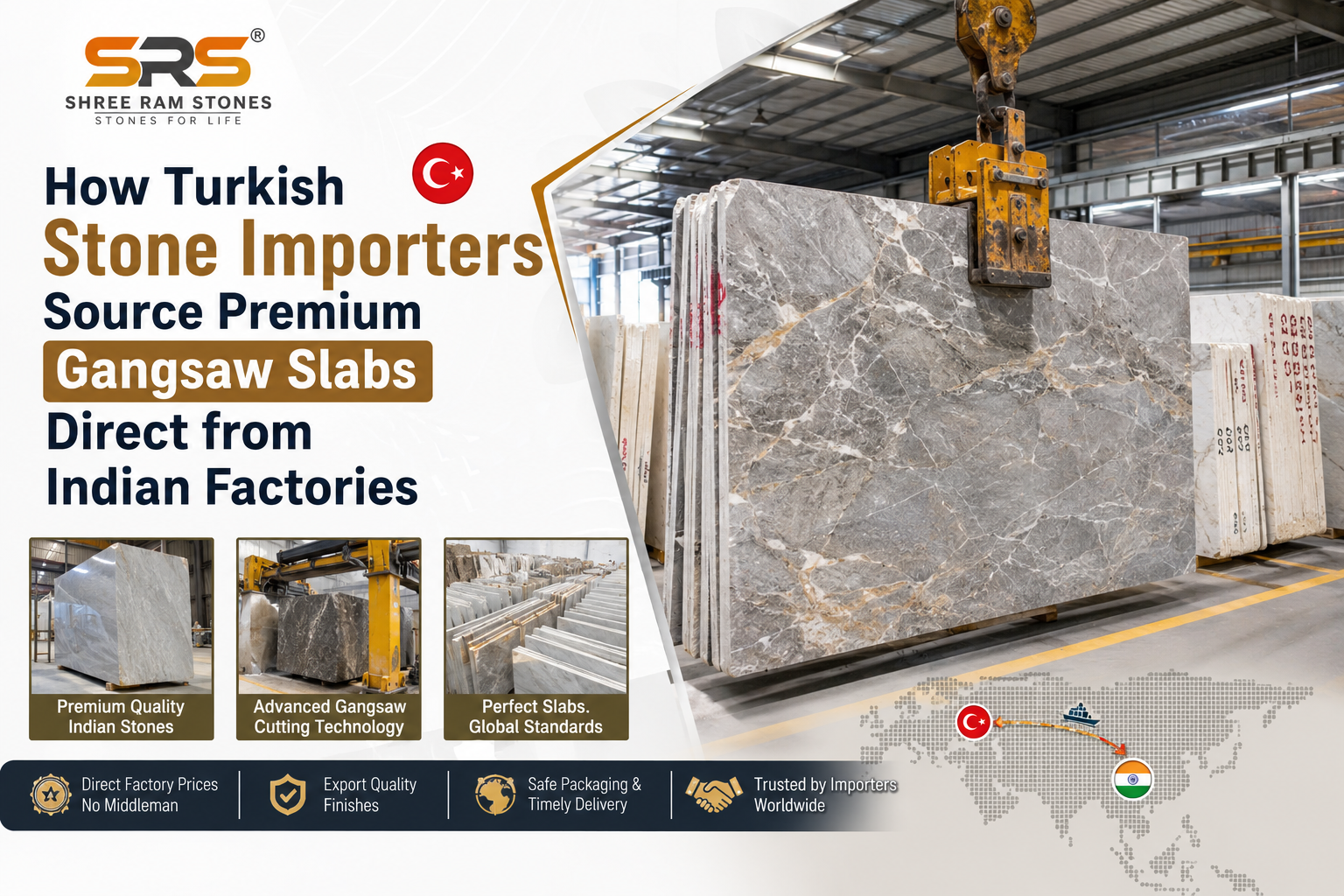 Import Indian granite to Turkey with premium gangsaw slabs from Indian factories