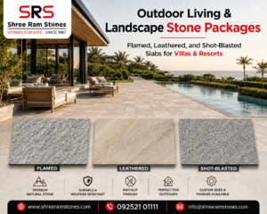 Textured natural stone pavers for luxury villa landscape