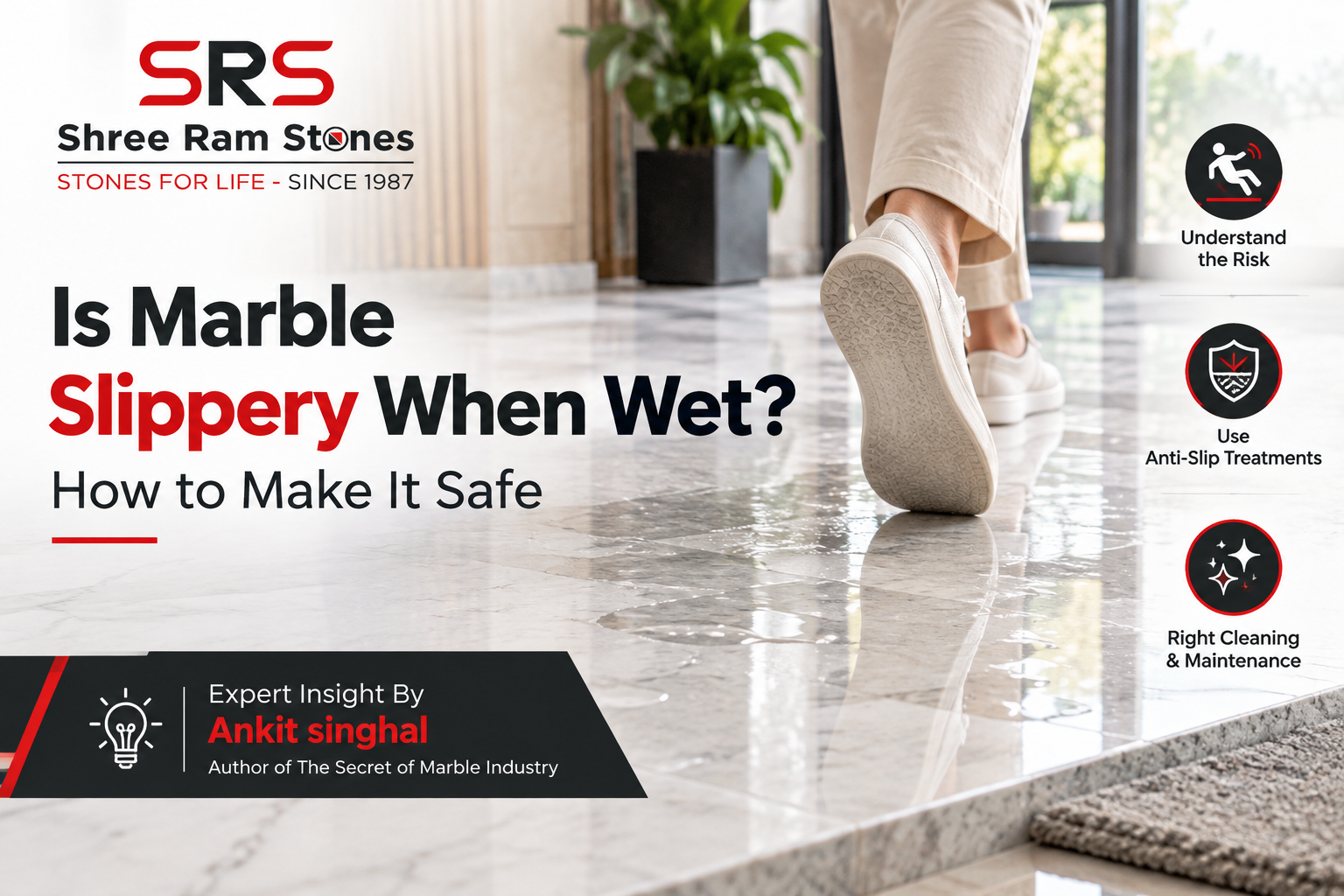 Is marble slippery when wet and how to make marble flooring safer