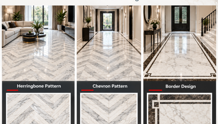 Marble Flooring Pattern Ideas: Herringbone, Chevron and Border Designs