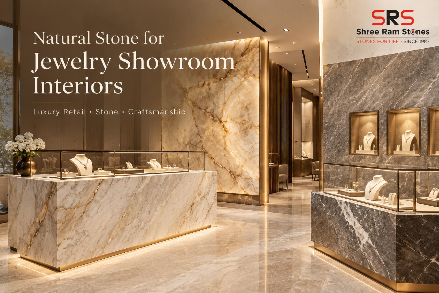 Natural stone for jewelry showroom interiors