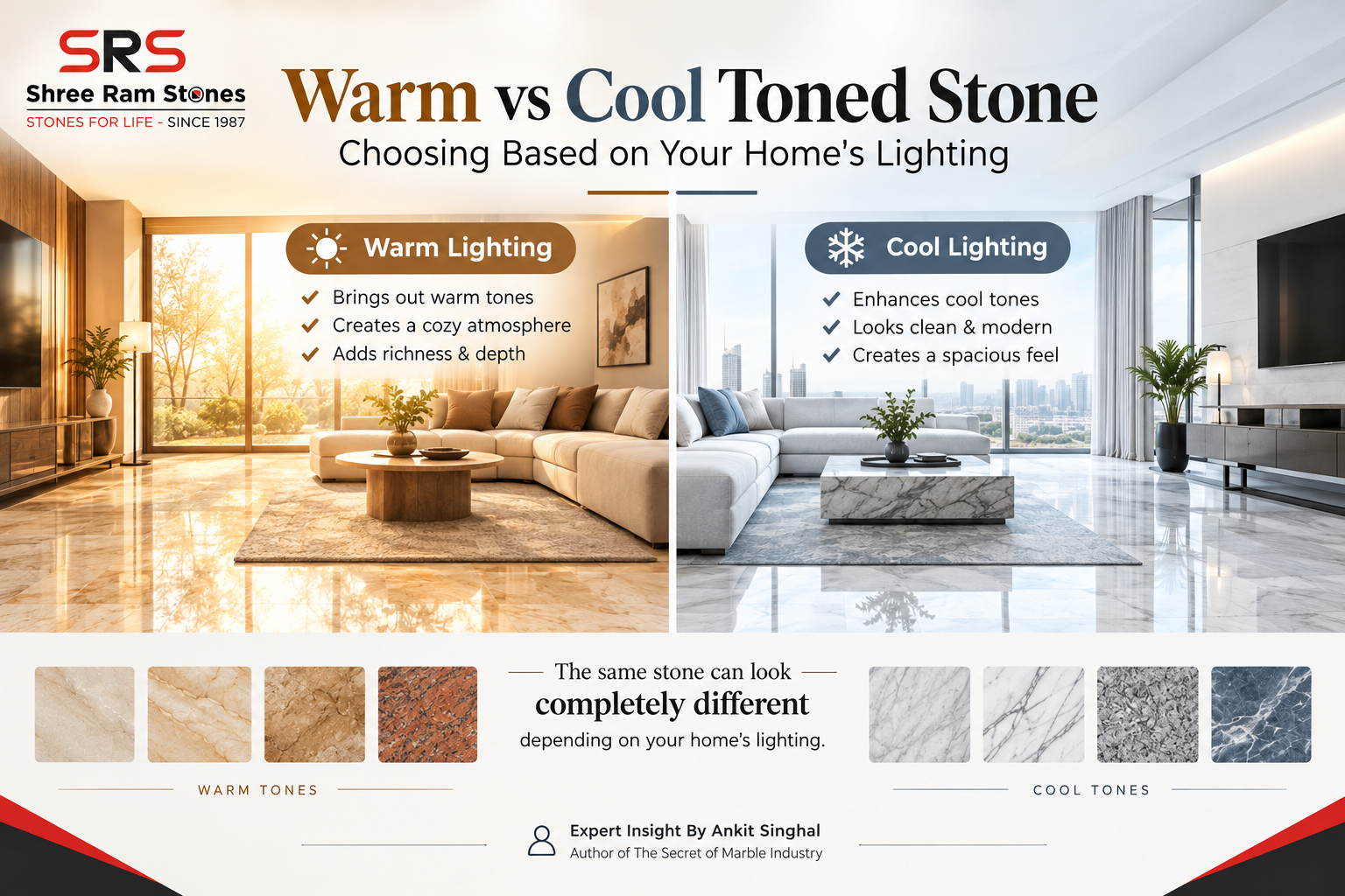warm vs cool toned stone comparison